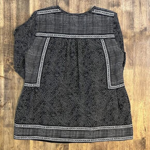 Rebecca Taylor Women’s Patchwork Print 100% Silk Long Sleeve Blouse Black Size 2 - Picture 8 of 8